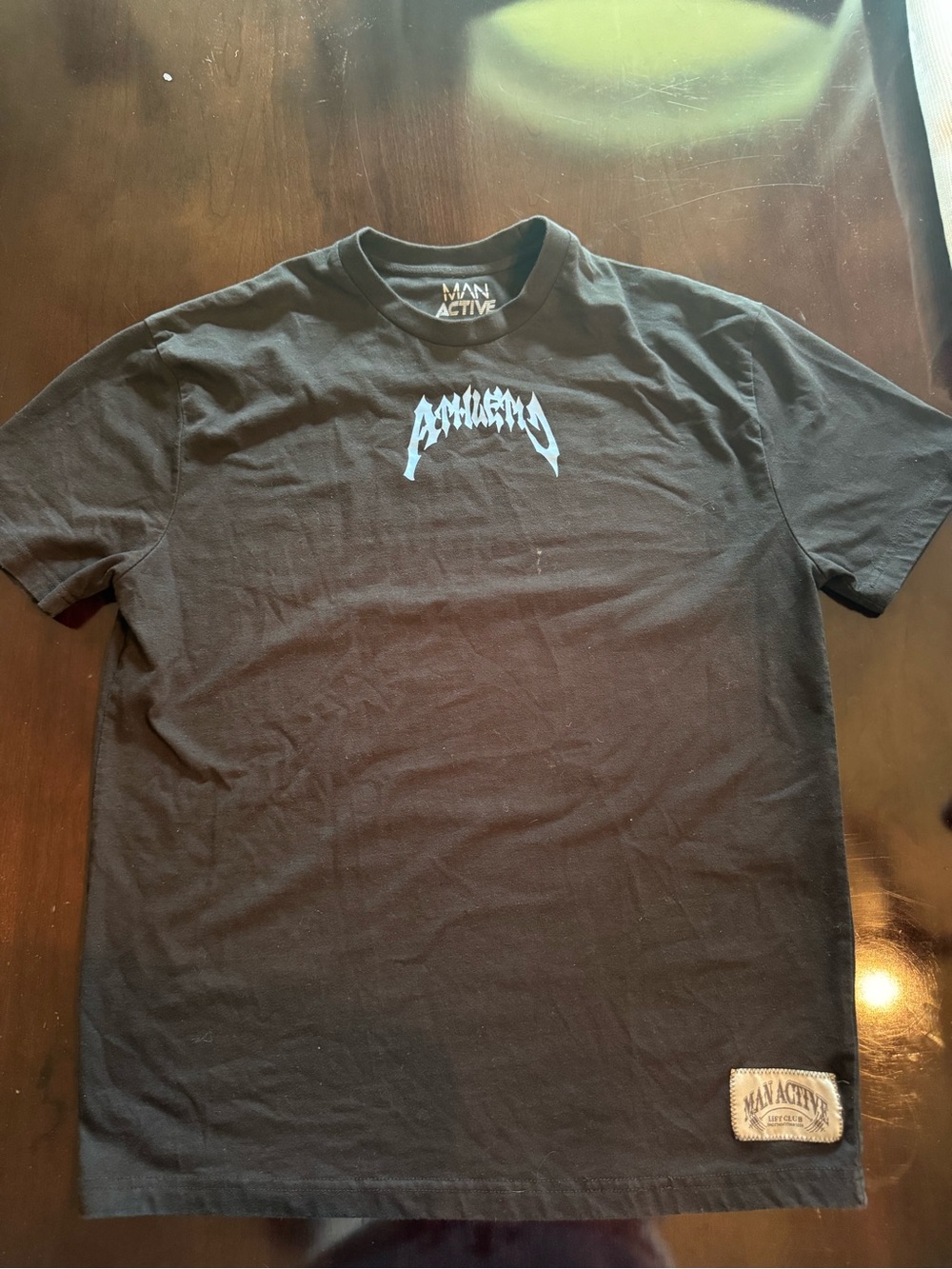 ActiveMan Black Short-Sleeve Tee with Light Blue Chest Logo - M